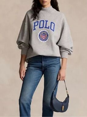 POLO RALPH LAUREN Logo Crest Lightweight Fleece Mockneck